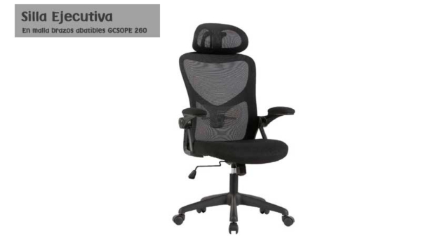 Silla Ejecutiva en Malla negra Brazos abatibles GCSOPE 260